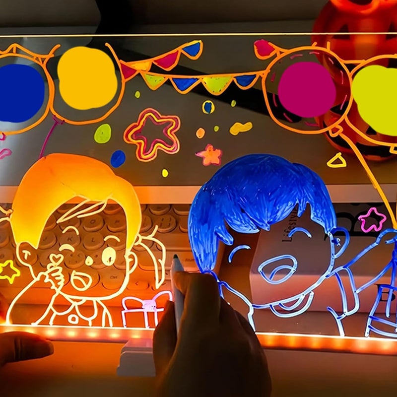 Zholp Led Note Board with Colors, Led Light Up Acrylic Message Board 7 Colors Pen/Stand, Led Fun Teaching Drawing and Writing Board, Arts Doodle Note Board for Office School Home (11.81 * 7.87Inch) - Image 5